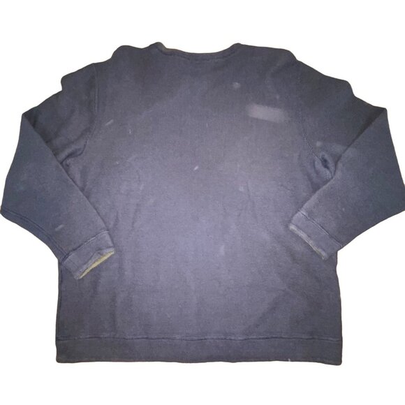Mens Navy Blue Crewneck Sweatshirt With Ribbed Cuffs & Hem - Picture 2 of 2